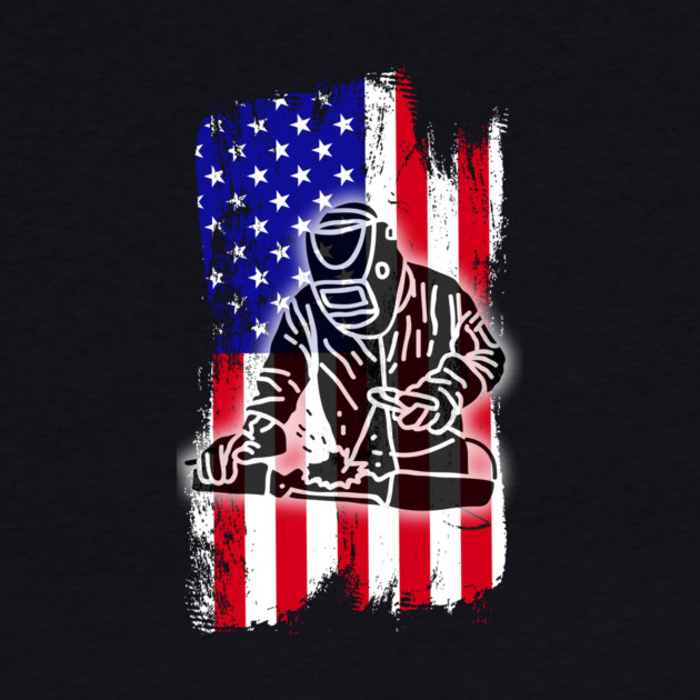 American Welder Dad 4th Of July Father's Day by The WYLD Tribe