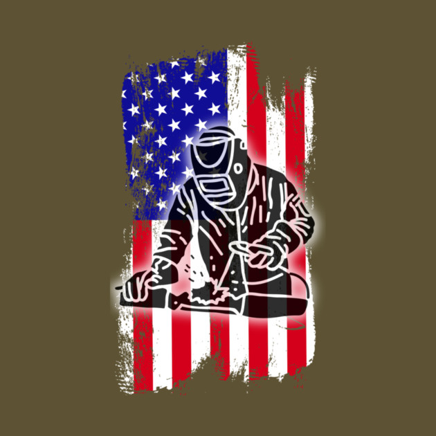 American Welder Dad 4th Of July Father's Day by The WYLD Tribe