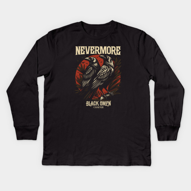 NEVERMORE Kids Long Sleeve T-Shirt by artslaves