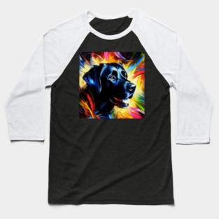 Black Labrador Retriever Acrylic Art Baseball T-Shirt