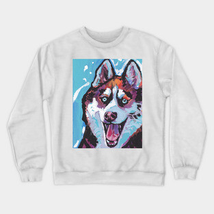 Siberian Husky Bright colorful pop dog art Crewneck Sweatshirt
