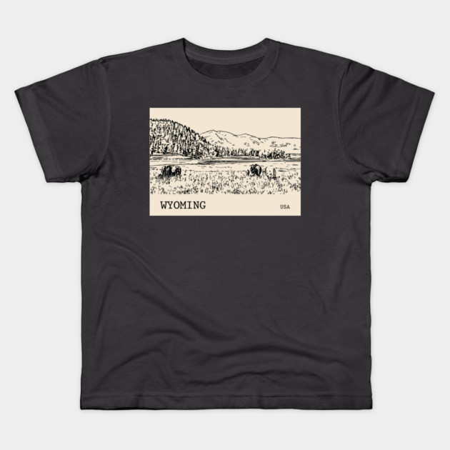 Wyoming USA Kids T-Shirt by Lakeric