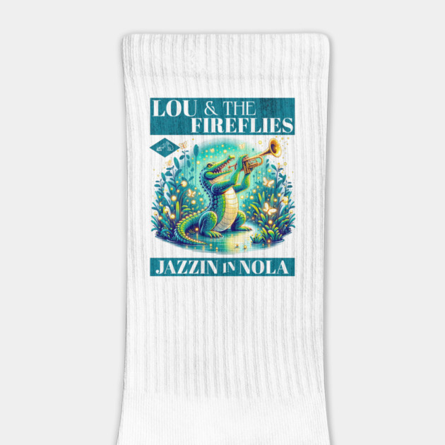 Louie and the fireflies Jazzin in Nola Alligator style Album Cover Distressed Look by Joaddo