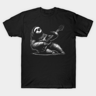 Sloth Playing Guitar Rock T-Shirt