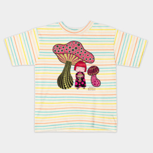 Mushrooms girl, Yayoi Kusama inspired Kids T-Shirt