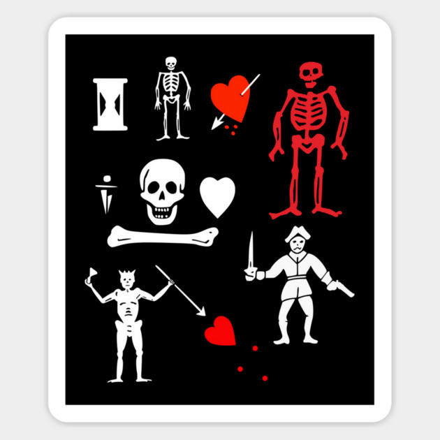 Pirate Flag Jolly Rogers Skeletons Skulls Crossbones Magnet by Yesteeyear