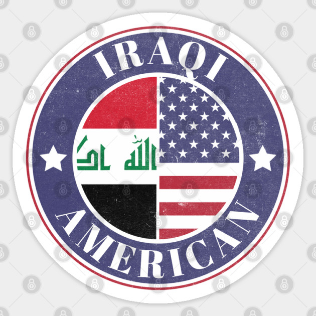 Proud Iraqi-American Badge - Iraq Flag Sticker by Yesteeyear
