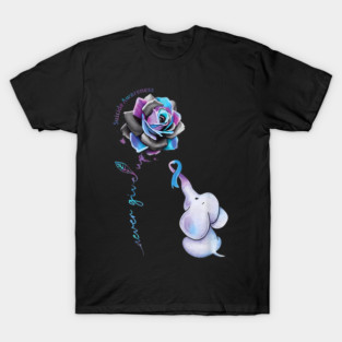 Suicide Prevention Awareness Flower Elephant Ribbon T-Shirt