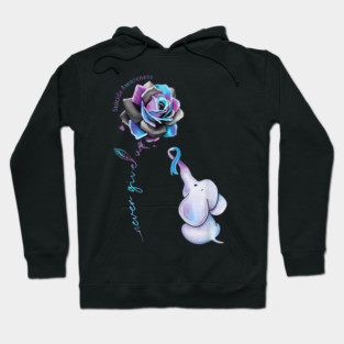 Suicide Prevention Awareness Flower Elephant Ribbon Hoodie