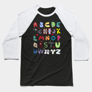 Funny Lore Alphabet A To Z Hi Letter For Kids Boys And Girls Baseball T-Shirt