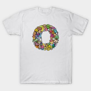 Alphabet Monster Doodle Letter O Monogram T-Shirt