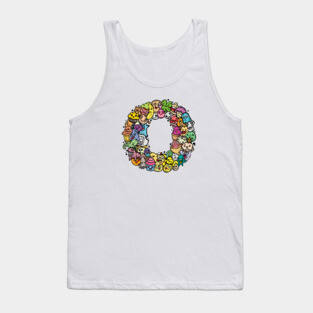 Alphabet Monster Doodle Letter O Monogram Tank Top