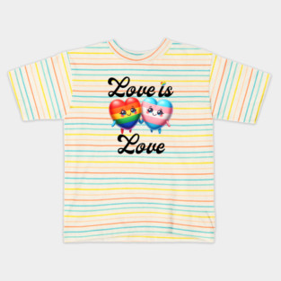 Adorable LGBTQ+ and Transgender Hearts - Cute Love is Love Pride Illustration Kids T-Shirt