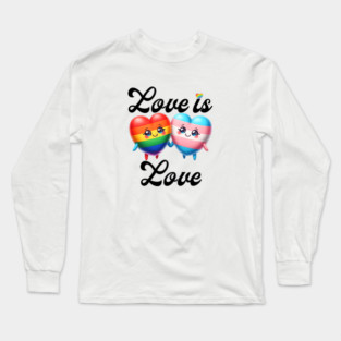 Adorable LGBTQ+ and Transgender Hearts - Cute Love is Love Pride Illustration Long Sleeve T-Shirt