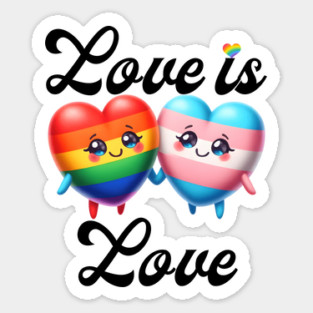 Adorable LGBTQ+ and Transgender Hearts - Cute Love is Love Pride Illustration Sticker