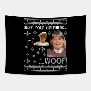 Home Alone Buzz Your Girlfriend Wood Christmas Tapestry