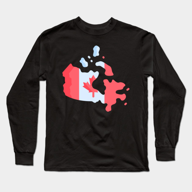 Canada Day Flag Map Long Sleeve T-Shirt by HolidayBug