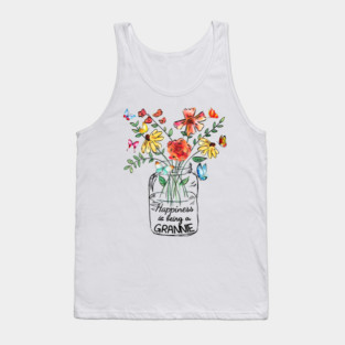Vintage Vase Of Wildflower Butterfly Happiness Is Being A Grannie Retro Flower Happy Birthday Mothers Day Tank Top