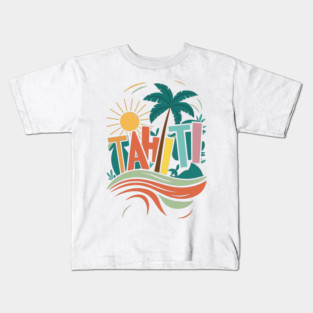 Retro Tropical Tahiti Beach Vacation Travel Kids T-Shirt