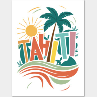 Retro Tropical Tahiti Beach Vacation Travel Posters and Art