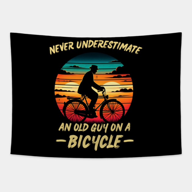 NEVER UNDERESTIMATE AN OLD MAN Tapestry by MakerMind8.2
