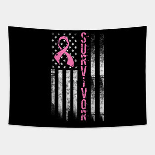 Cool Breast Cancer Survivor Women Pink Flag Tapestry
