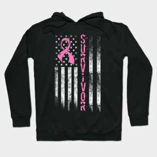 Cool Breast Cancer Survivor Women Pink Flag Hoodie