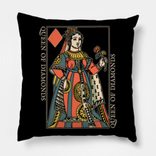 Vintage Character of Playing Card Queen of Diamonds Pillow