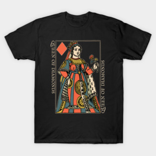 Vintage Character of Playing Card Queen of Diamonds T-Shirt