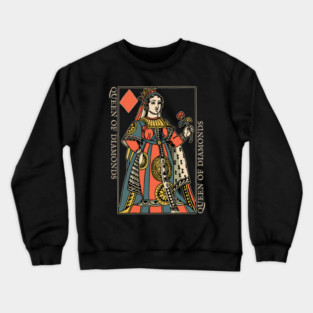Vintage Character of Playing Card Queen of Diamonds Crewneck Sweatshirt