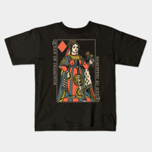 Vintage Character of Playing Card Queen of Diamonds Kids T-Shirt