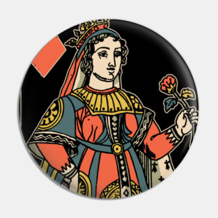 Vintage Character of Playing Card Queen of Diamonds Pin