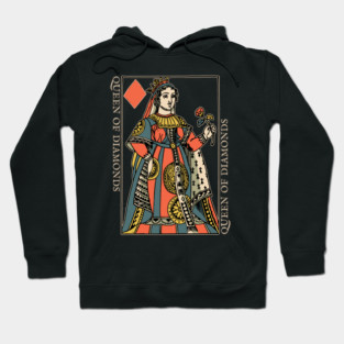 Vintage Character of Playing Card Queen of Diamonds Hoodie