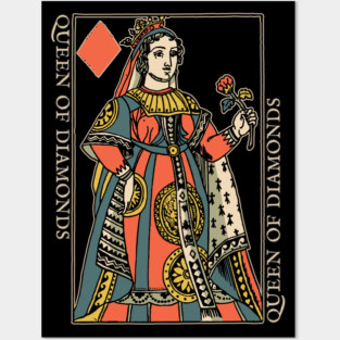 Vintage Character of Playing Card Queen of Diamonds Posters and Art