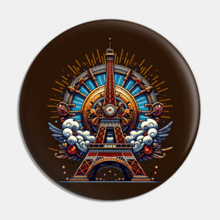 Steampunk Bastille Day Eiffel Tower Pin