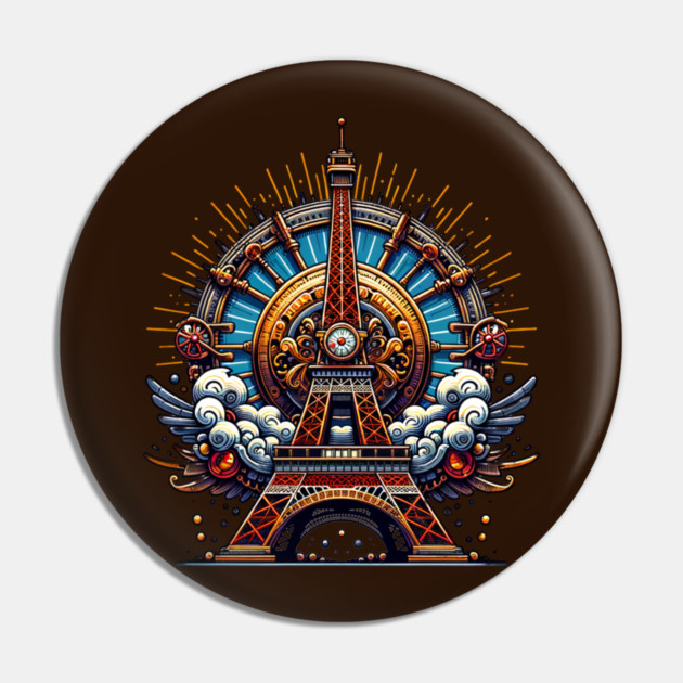 Steampunk Bastille Day Eiffel Tower Pin by HolidayBug