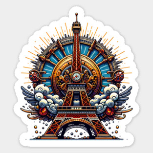 Steampunk Bastille Day Eiffel Tower Sticker