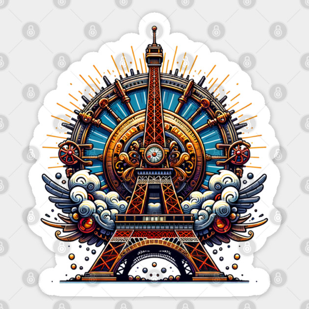 Steampunk Bastille Day Eiffel Tower Sticker by HolidayBug