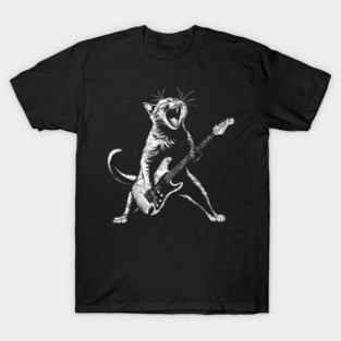 Rock cat playing guitar funny cat T-Shirt