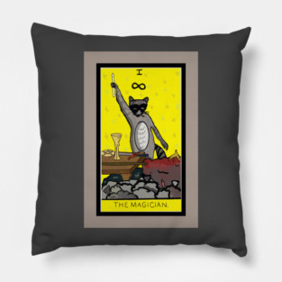 Raccoon Tarot Card The Magician Pillow
