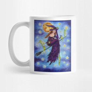 Halloween witch with frogs by Renee Lavoie Mug