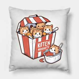 Kitten Nuggets Food Pun Cat Lover Chicken Nuggets Pillow