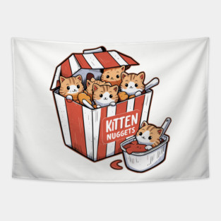 Kitten Nuggets Food Pun Cat Lover Chicken Nuggets Tapestry