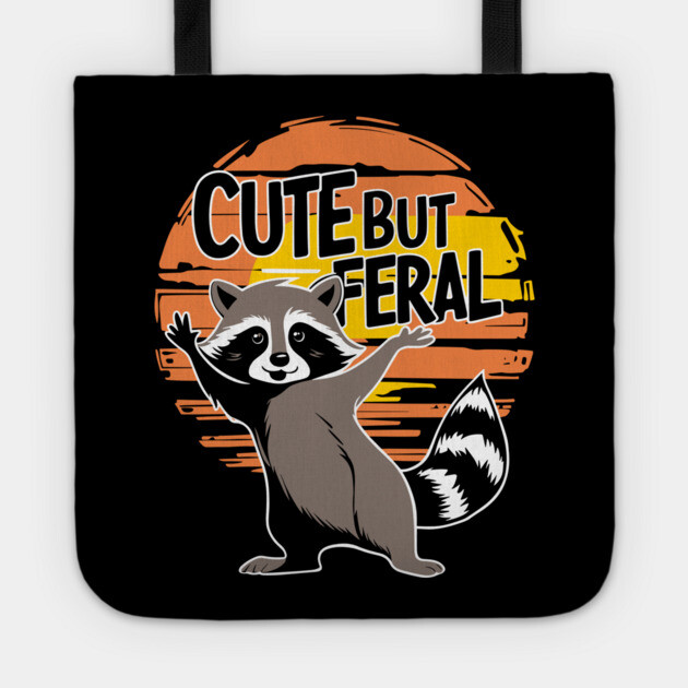 Cute But Feral Cute Psycho Raccoon Tote by Anticorporati