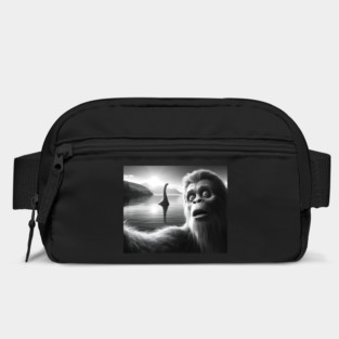 Funny Surprised Squatch Selfie with Loch Ness Monster Nessie Bag