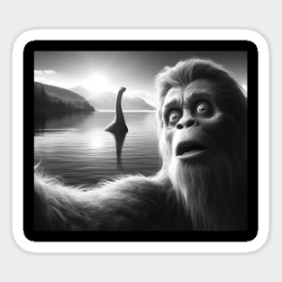 Funny Surprised Squatch Selfie with Loch Ness Monster Nessie Magnet