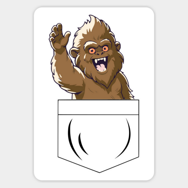 Bigfoot Sasquatch Waves Hello from Pocket design Magnet by Luxinda