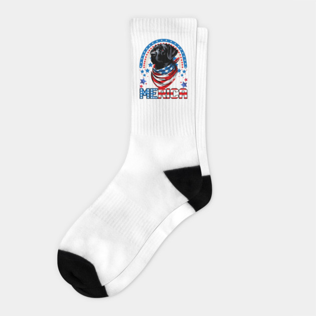 USA 4th Of July Black Patriotic American Lab Socks by JessArty
