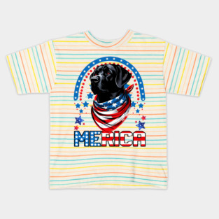 USA 4th Of July Black Patriotic American Lab Kids T-Shirt