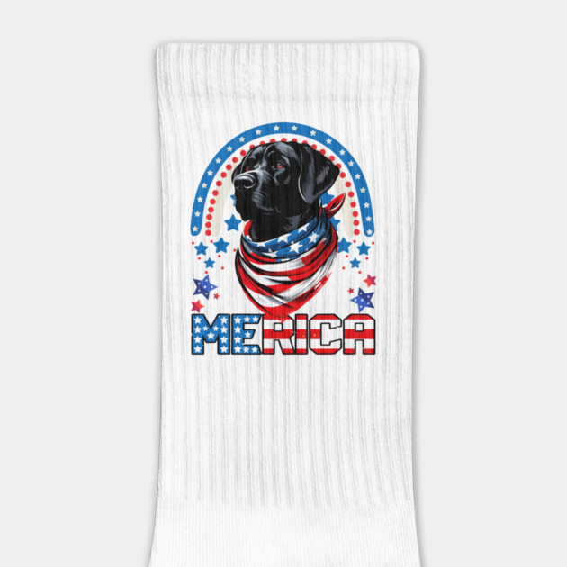 USA 4th Of July Black Patriotic American Lab by JessArty